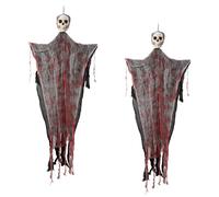 Esqueletos colgantes de Halloween, 2 piezas espeluznantes y realistas, decoración de fantasmas 3D para interior y exterior, esqueleto decorativo de Halloween para fiestas, casa encantada, jardín