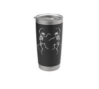 Esqueletos de gato bailando divertidos huesos de calavera gótica danza gótica Vaso térmico de acero inoxidable de doble pared