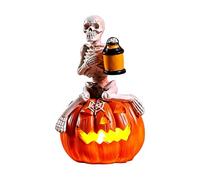 Esqueletos de resina en estatua de calabaza con luz O Light decoraciones de Halloween figuras de calabaza de calavera decoración del hogar O chimeneas decoración de escritorio