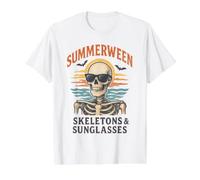 Esqueletos y Gafas de Sol Summerween - Spooky Summer Camiseta gráfica económica, Hombre, Blanco, L