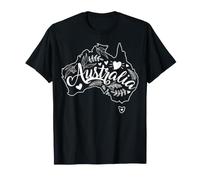 Esquema de Mapa Floral de Australia con Texto de guión Dibujado a Mano Camiseta