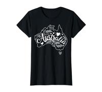 Esquema de Mapa Floral de Australia con Texto de guión Dibujado a Mano Camiseta gráfica económica