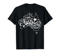Esquema de Mapa Floral de Australia con Texto de guión Dibujado a Mano Camiseta gráfica económica