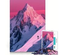 Esquí en Las Montañas Rosas para Adultos, Rompecabezas de 1000 Piezas, Juguete para Ejercicio Mental, Entretenimiento Suave, Diseño para Ensamblar, Regalo de Temporada 50x75cm