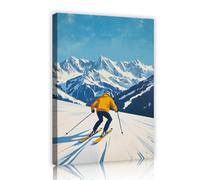 Esquí Mountain Adventure Cartel de Dibujos de Mural Paisaje Azul Deportes de Invierno Dibujos de Decoración de Paredes para el Salón Dormitorio Fotos de Decoración de Paredes Cuadro Interior 40x56cm