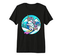 Esquí Rainbow Skiing con Forma de Unicornio Kawaii, Bonito Color Pastel, Suave y gótico Camiseta Premium