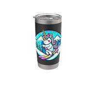 Esquí Rainbow Skiing con forma de unicornio kawaii, bonito color pastel, suave y gótico Vaso térmico de acero inoxidable de doble pared
