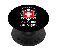 Esquí Todo el Día Après Esquí Toda la Noche Suiza PopSockets PopGrip Adhesivo