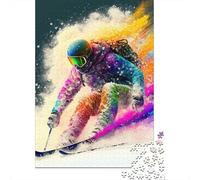 Esquiador Colorido Puzzle de 1000 Piezas Papel para Adultos Escena Deportiva dinámica Juego de Puzzle 1000 Piezas Relajación Decoración Familiar Regalo 70x50cm/1000pcs