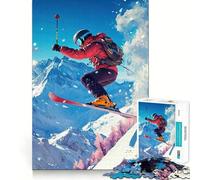 Esquiador en acción en la montaña Nevada Rompecabezas de 1000 Piezas para Adolescentes Juguete para ejercitar la Mente Relajación Mental Diseño y Montaje Lista de Deseos de Papá Noel 38x52cm