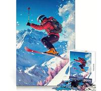 Esquiador en acción en la montaña Nevada Rompecabezas de 1000 Piezas para Adolescentes Juguete para ejercitar la Mente Relajación Mental Diseño y Montaje Lista de Deseos de Papá Noel 38x52cm