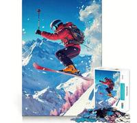 Esquiador en acción en la montaña Nevada Rompecabezas para Adultos de 1000 Piezas Fortalece la Memoria Arte de Bordes limpios y tranquilos Coleccionable 38x26cm