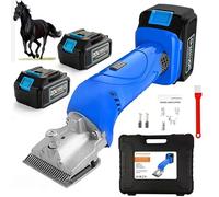 Esquiladora Eléctrica Para Caballos 500w Sin Cable Con 2 Baterías De 21v, 6 Velocidades Ajustables, Cuchillas De Acero Al Carbono, 2500r/min Recortadora Profesional Para Caballos, Ponis Y Ganado