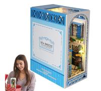 Esquina de libro brisa marina, kit de esquina del libro - Kit en miniatura Booknook rompecabezas de madera 3D Brisa marina,Estantería decorativa Escenas en miniatura Sujetalibros ensamblados creativos