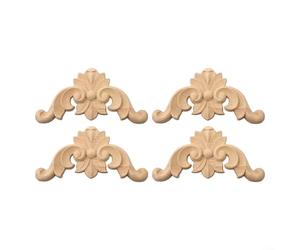 Esquina de madera para muebles, apliques de madera tallada para armarios, 4 piezas de estilo europeo para molduras de madera para decoración del hogar y pared de puerta (8 x 8 cm)