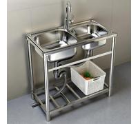 Esquina redonda de forma curvada, Fregadero de servicio independiente de un solo tazón, acero inoxidable 304, Fregadero de restaurante comercial(78 * 43cm)