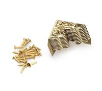 Esquinas de metal antiguo de 25 mm para joyeros y cajas de madera, incluye tornillos, añade estilo vintage y protege las superficies de madera (dorado)