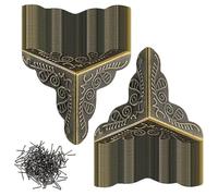 Esquinas de polvo de escala vintage - Protectores de esquina de metal de 100 piezas - Esquinas de polvo decorativas resistentes al desgaste, protección de esquina en caja para el hogar