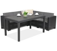 Esquinero en technorattan con mesa de jardín Colorado Comida 5 antracita Bica