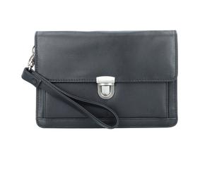 Esquire Bolsa de muñeca de cuero Oxford de 22 cm negro