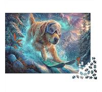 Esquís Golden Retriever por la Pendiente Nevada Puzzle 1000 Piezas - Mascotas Rompecabezas, Regalo, Juego Familiar, Decoración del Hogar, Adultos 52x38cm/1000pcs