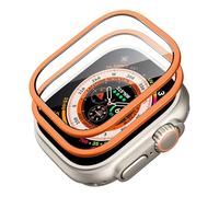 ESR Armorite Protector de Pantalla para Apple Watch Ultra 3/2/1 (2025/2024/2023/2022, 49 mm), Protección Militar, Película de Cristal Templado, Marco Aleación Aluminio, Antiarañazos, Naranja