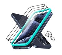ESR Armorite Protectores de Pantalla para iPhone 15 Pro, Cristal Templado Ultrarresistente, Ajuste Perfecto, Pack de 3 con 1 Set de Protectores Individuales para Lentes de la Cámara