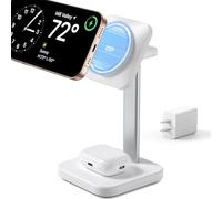 ESR Cargador Inalámbrico 2 en 1 para Apple, Base Cargador para iPhone y Apple Watch MagSafe, Estación de Carga Magsafe iPhone 17/16/15/14/13/12, Apple Watch y AirPods 4, Blanco