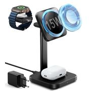 ESR Cargador Inalámbrico 3 en 1 15W, 15W Wireless Charger Rápido Soporte con CryoBoost, para iPhone 17/16/15/14/13, Watch/AirPods