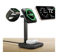 ESR Cargador Inalámbrico 3 en 1 15W, Base Cargador para iPhone y Apple Watch 15W, Cargador Múltiples Dispositivos, iPhone 17/16/15/14/13, Reloj y AirPods 4, Negro