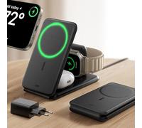 ESR Cargador Inalámbrico 3 en 1 15W, Base Cargador para iPhone y Apple Watch 15W, Estación de Carga MagSafe, para iPhone 16/Apple Watch/AirPods, Negro
