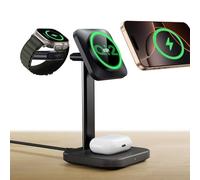 ESR Cargador Inalámbrico 3 en 1 15W, Base Cargador para iPhone y Apple Watch QI2, Cargador Múltiples Dispositivos, iPhone 17/16/15/14/13, Reloj y AirPods 4, Negro