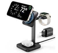 ESR Cargador Inalámbrico 3 en 1, Base Cargador para iPhone y Apple Watch, Estación de Carga MagSafe, para iPhone 17/16/15/14/13/AirPods 4/Pro