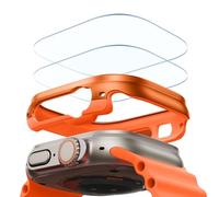 ESR Funda Apple Watch Ultra 2/1 con Protector Pantalla de 49 mm (2024/2023/2022), Protección Militar, Funda Aleación Aluminio con 2 Protectores de Vidrio, Mantente Original, Serie Armorite, Naranja