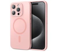 ESR Funda de Silicona para iPhone 15 Pro, Rosa | Protección militar contra caídas, ultrafina, Forro de microfibra suave