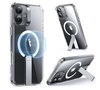 ESR Funda iPhone 16 Plus con Soporte, Compatible MagSafe, Funda Magnética para iPhone 16 Plus, Soporte Totalmente Ajustable, Protección Grado Militar, Funda a Prueba de Golpes, Transparente
