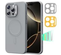 ESR Funda iPhone 16 Pro con MagSafe, Carga Magnética, Funda de Suave Silicona, Funda Fina a Prueba de Golpes, Protección Completa de Pantalla y Cámara, Antiarañazos, Forro Microfibra, Gris