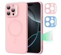 ESR Funda iPhone 16 Pro MAX con MagSafe, Carga Magnética, Funda de Suave Silicona, Funda Fina a Prueba de Golpes, Protección Completa de Pantalla y Cámara, Antiarañazos, Forro Microfibra, Rosa