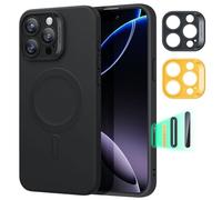 ESR Funda iPhone 16 Pro MAX con MagSafe, Carga Magnética, Funda de Suave Silicona, Funda Fina a Prueba de Golpes, Protección Completa de Pantalla y Cámara, Antiarañazos, Forro Microfibra, Negro