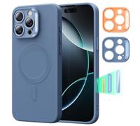 ESR Funda iPhone 16 Pro MAX con MagSafe, Carga Magnética, Funda de Suave Silicona, Funda Fina a Prueba de Golpes, Protección Completa de Pantalla y Cámara, Antiarañazos, Forro Microfibra, Azul