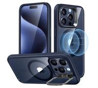 ESR Funda para iPhone 15 Pro, Compatible MagSafe, Funda Protectora Grado Militar, Funda con Soporte Oculto Integrado, Parte Trasera Resistente a Arañazos, Serie Classic, Azul Transparente