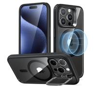 ESR Funda para iPhone 15 Pro, Compatible MagSafe, Funda Protectora Grado Militar, Funda con Soporte Oculto Integrado, Parte Trasera Resistente a Arañazos, Serie Classic, Negro Transparente