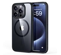 ESR Funda para iPhone 15 Pro, Compatible MagSafe, Protección Militar, Resiste Amarillamiento, Tapa Trasera Resistente Arañazos, Funda Magnética para iPhone 15 Pro, Serie Classic, Negro Transparente