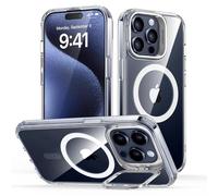 ESR Funda para iPhone 15 Pro MAX, Compatible MagSafe, Funda Protectora Grado Militar, Funda con Soporte Oculto Integrado, Parte Trasera Resistente a Arañazos, Serie Classic, Transparente