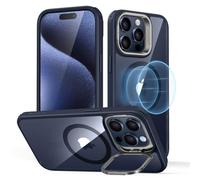 ESR Funda para iPhone 15 Pro MAX, Compatible MagSafe, Funda Protectora Grado Militar, Funda con Soporte Oculto Integrado, Parte Trasera Resistente a Arañazos, Serie Classic, Azul Transparente
