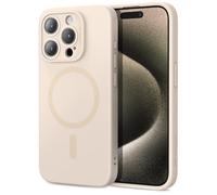 ESR Funda para iPhone 15 Pro MAX con MagSafe, Compatible Carga Magnética, Funda Slim de Silicona Líquida, Absorción de Impactos, Protección Pantalla y Cámara, Serie Cloud, Amarillo Claro