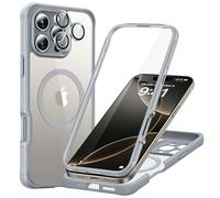 ESR Funda para iPhone 16 Pro, Carcasa Magnética Cuerpo Completo, Resistente Caídas Grado Militar, Protector Pantalla Cristal Templado Integrado, Compatible MagSafe, Serie Armor, Gris