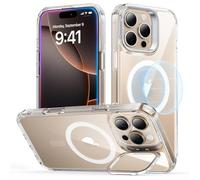 ESR Funda para iPhone 16 Pro, Compatible MagSafe, Protectora Grado Militar, Case con Soporte Oculto Integrado, Parte Trasera Resistente a Arañazos, Serie Classic, Transparente