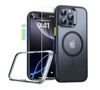 ESR Funda para iPhone 16 Pro MAX (4 en 1), Funda Translúcida Mate con Protector de Pantalla, Compatible MagSafe, Protección Grado Militar, Serie Classic, Negro Esmerilado