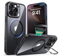 ESR Funda para iPhone 16 Pro MAX, Compatible MagSafe, Funda Protectora Grado Militar, Funda con Soporte Oculto Integrado, Parte Trasera Resistente a Arañazos, Serie Classic, Negro Transparente